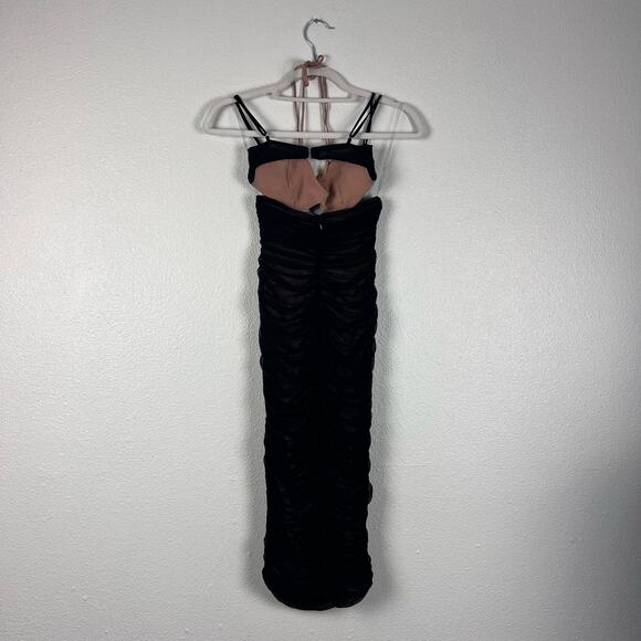 House of CB Tibi Black Ruched Cutout Midi Dress XS - Picture 8 of 10